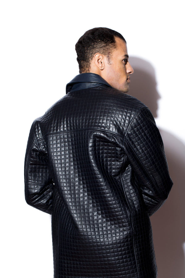 Men's West Coast leather Quilted Car Coat